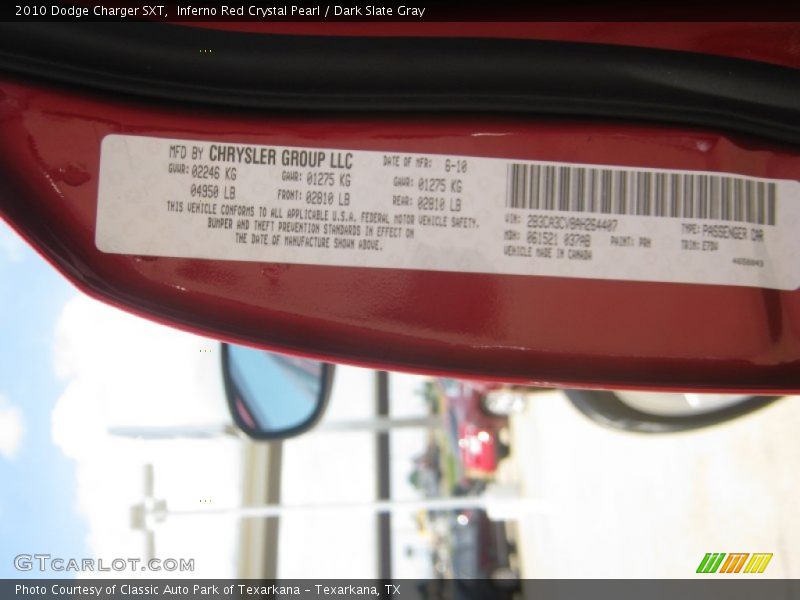 Inferno Red Crystal Pearl / Dark Slate Gray 2010 Dodge Charger SXT