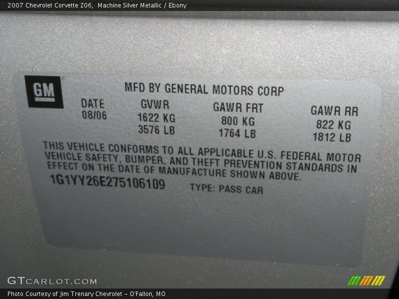 Machine Silver Metallic / Ebony 2007 Chevrolet Corvette Z06