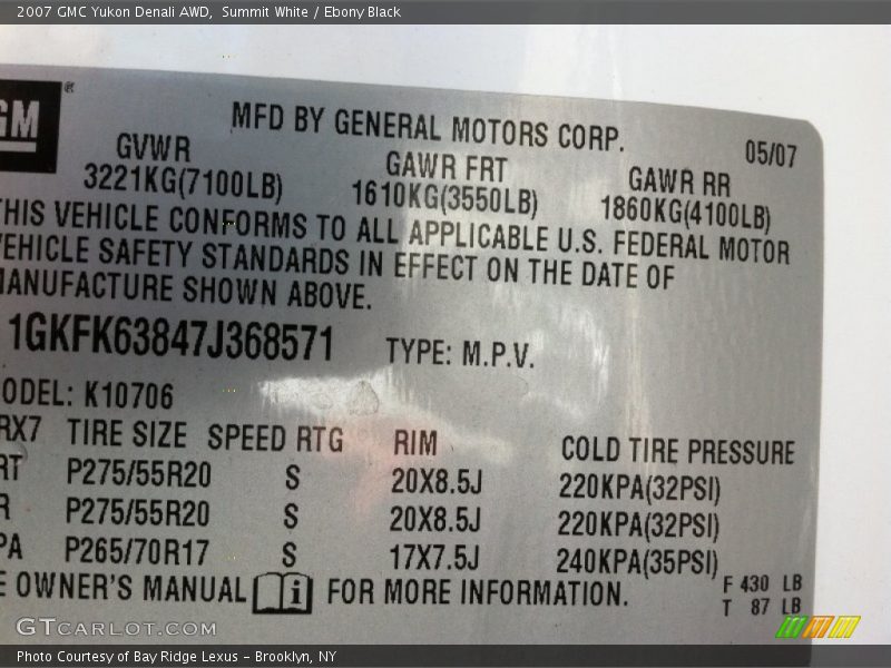 Summit White / Ebony Black 2007 GMC Yukon Denali AWD