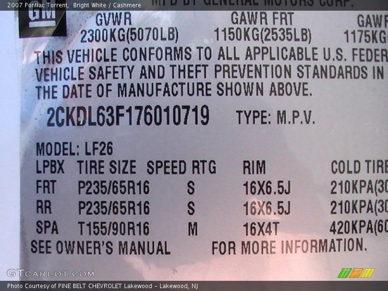 Bright White / Cashmere 2007 Pontiac Torrent
