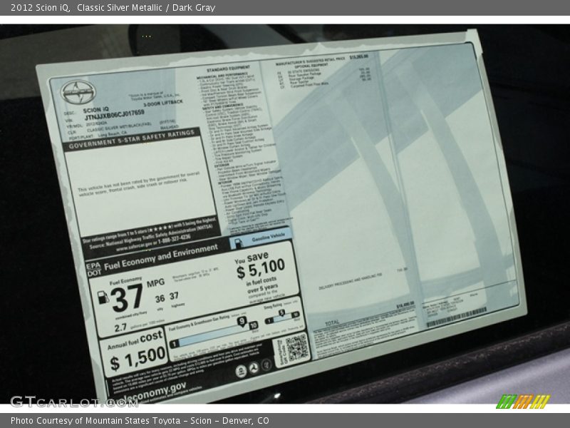 Classic Silver Metallic / Dark Gray 2012 Scion iQ