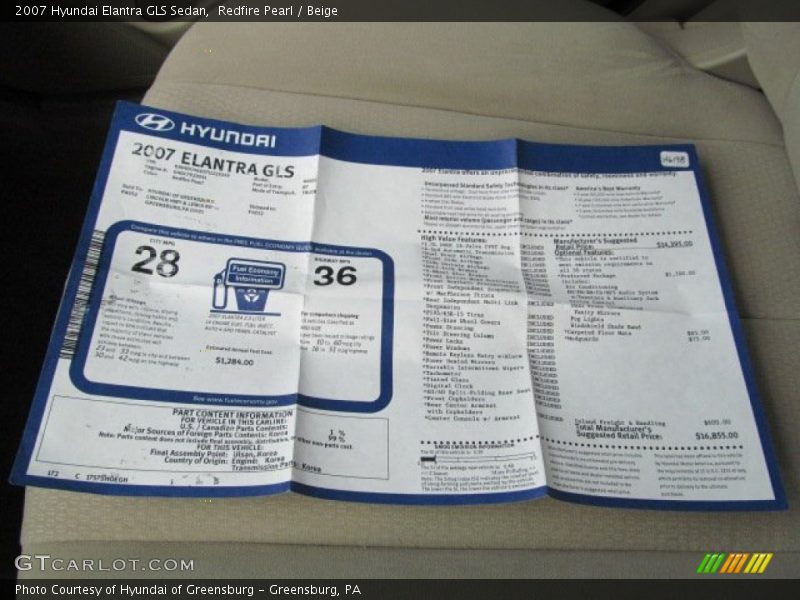 Redfire Pearl / Beige 2007 Hyundai Elantra GLS Sedan
