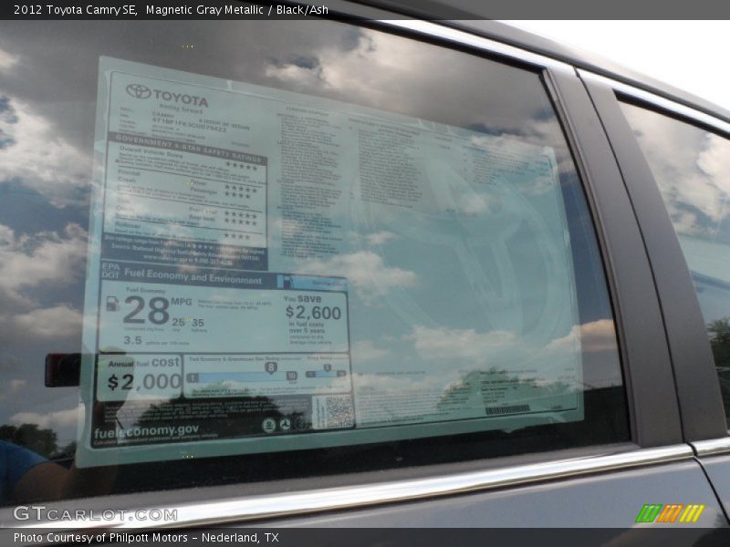 Magnetic Gray Metallic / Black/Ash 2012 Toyota Camry SE