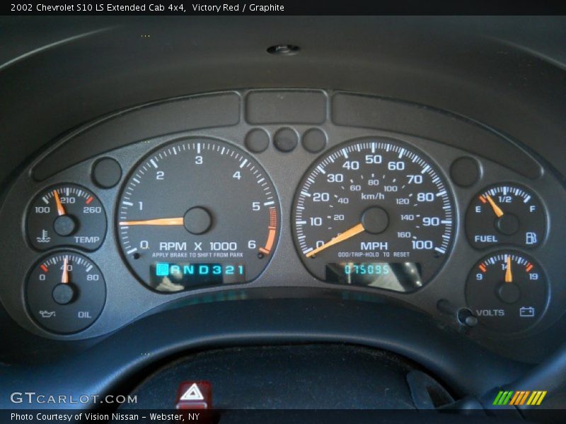 Victory Red / Graphite 2002 Chevrolet S10 LS Extended Cab 4x4