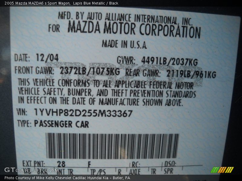 Lapis Blue Metallic / Black 2005 Mazda MAZDA6 s Sport Wagon