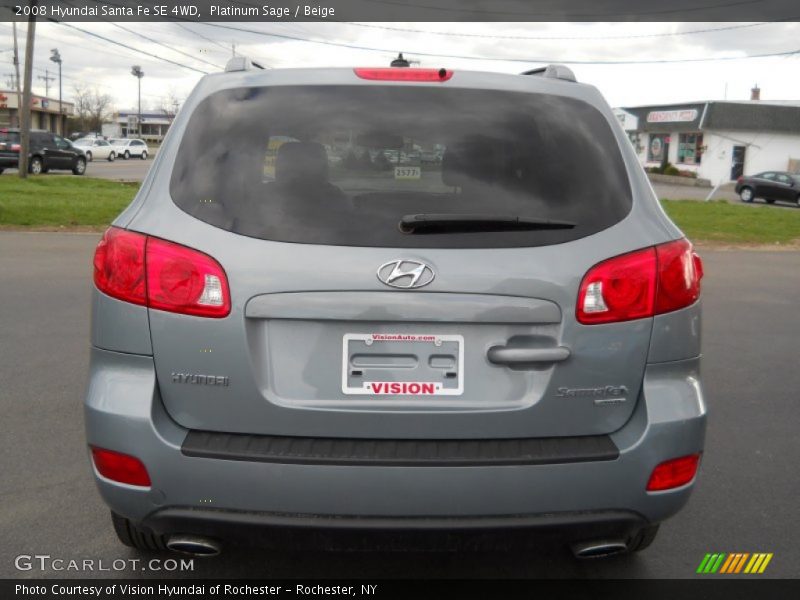 Platinum Sage / Beige 2008 Hyundai Santa Fe SE 4WD
