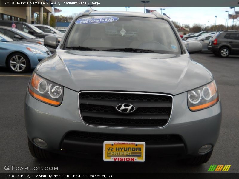 Platinum Sage / Beige 2008 Hyundai Santa Fe SE 4WD