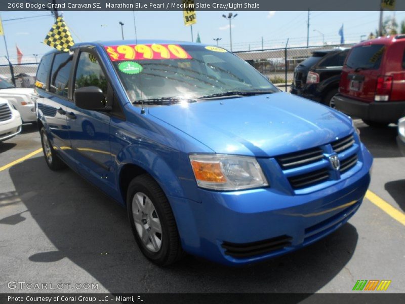 Marathon Blue Pearl / Medium Slate Gray/Light Shale 2008 Dodge Grand Caravan SE