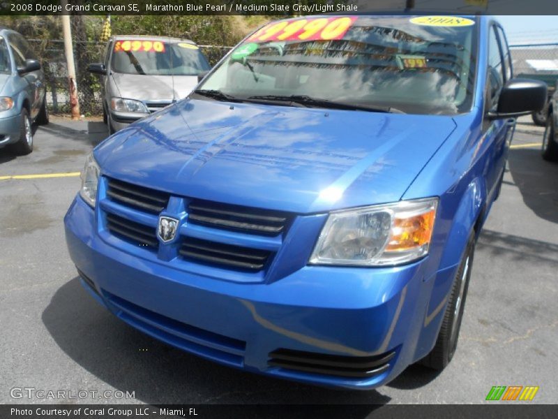 Marathon Blue Pearl / Medium Slate Gray/Light Shale 2008 Dodge Grand Caravan SE