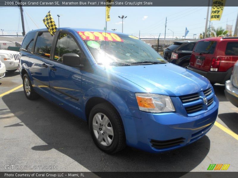 Marathon Blue Pearl / Medium Slate Gray/Light Shale 2008 Dodge Grand Caravan SE