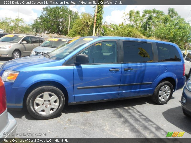 Marathon Blue Pearl / Medium Slate Gray/Light Shale 2008 Dodge Grand Caravan SE