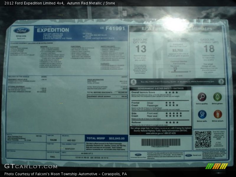  2012 Expedition Limited 4x4 Window Sticker