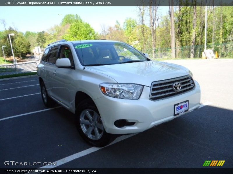 Blizzard White Pearl / Ash Gray 2008 Toyota Highlander 4WD