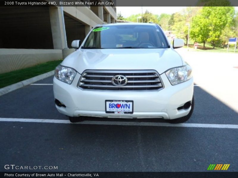 Blizzard White Pearl / Ash Gray 2008 Toyota Highlander 4WD