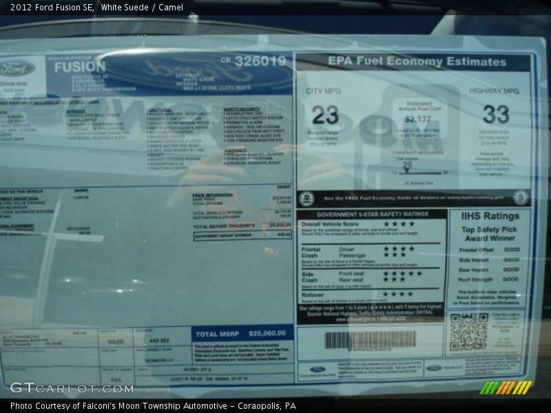 White Suede / Camel 2012 Ford Fusion SE