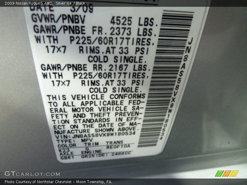 Silver Ice / Black 2009 Nissan Rogue S AWD