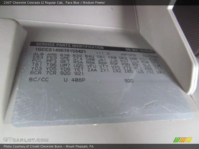Pace Blue / Medium Pewter 2007 Chevrolet Colorado LS Regular Cab