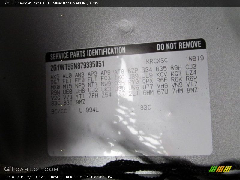 Silverstone Metallic / Gray 2007 Chevrolet Impala LT