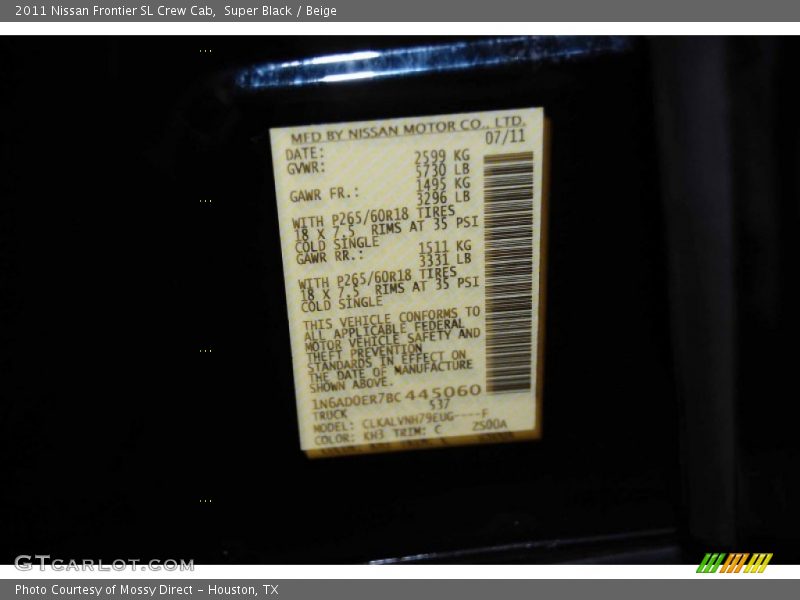 Super Black / Beige 2011 Nissan Frontier SL Crew Cab