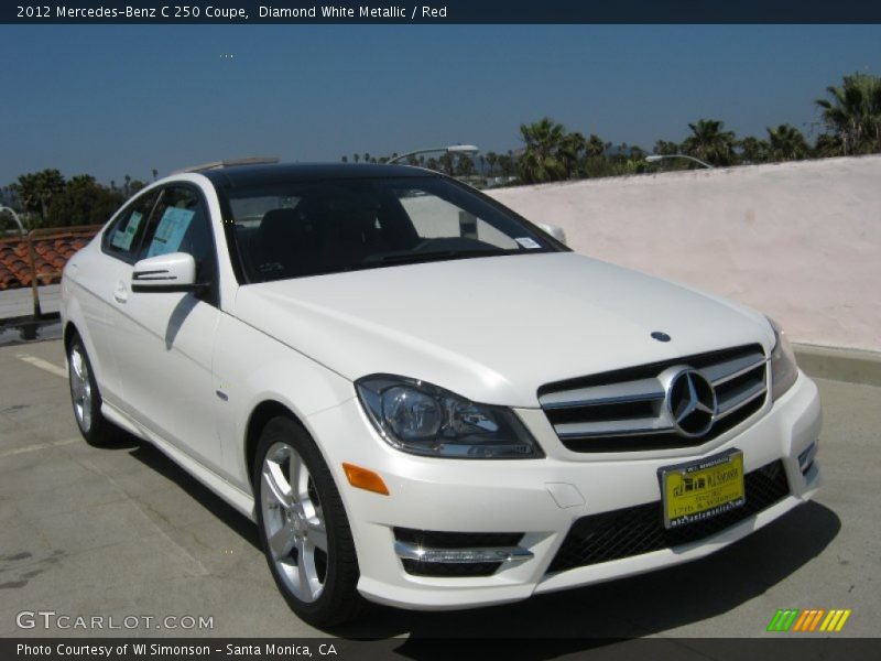 Diamond White Metallic / Red 2012 Mercedes-Benz C 250 Coupe