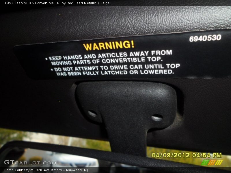 Ruby Red Pearl Metallic / Beige 1993 Saab 900 S Convertible