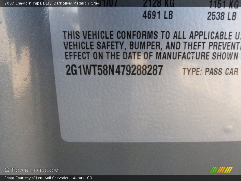 Dark Silver Metallic / Gray 2007 Chevrolet Impala LT