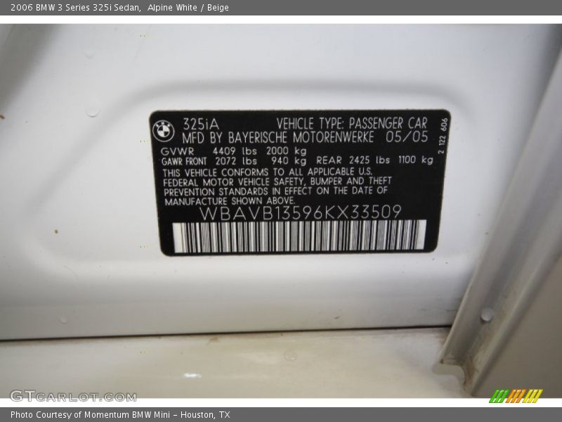 Alpine White / Beige 2006 BMW 3 Series 325i Sedan