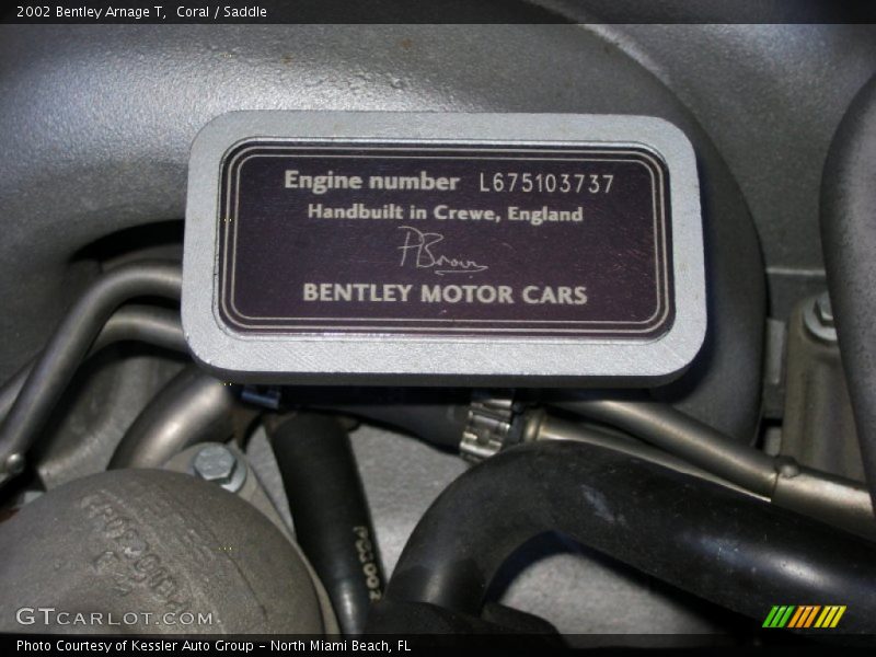 Info Tag of 2002 Arnage T