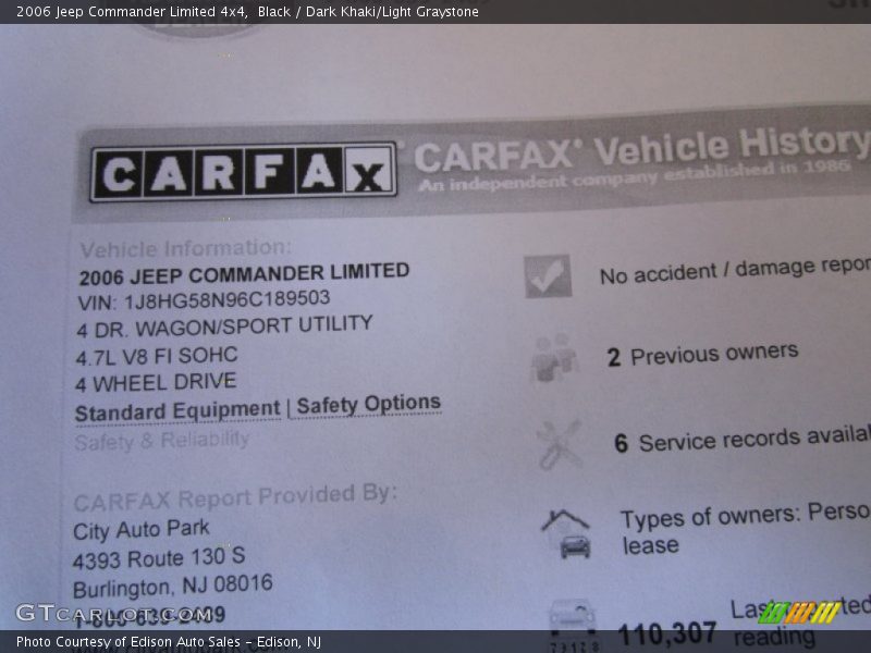 Black / Dark Khaki/Light Graystone 2006 Jeep Commander Limited 4x4