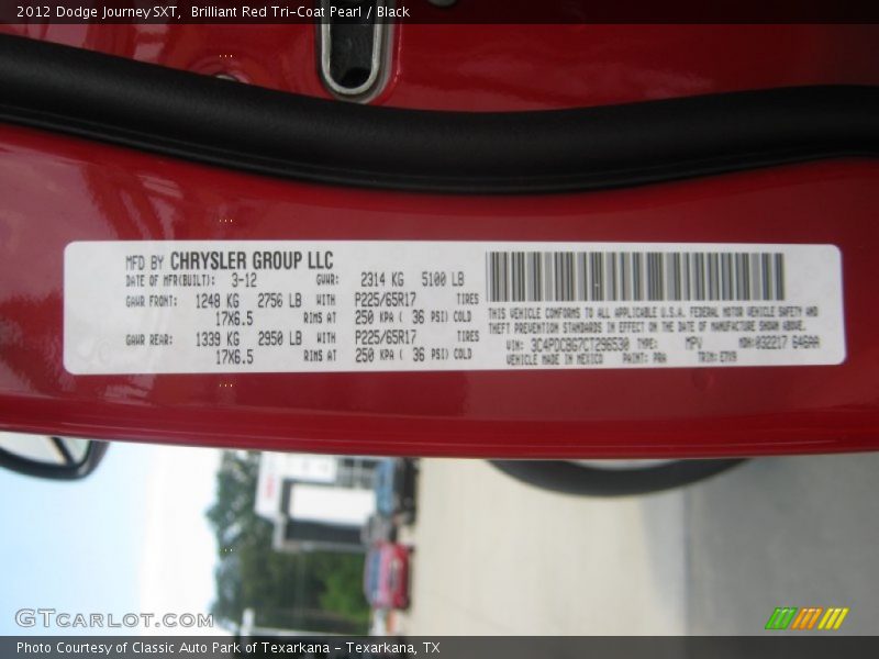 Brilliant Red Tri-Coat Pearl / Black 2012 Dodge Journey SXT