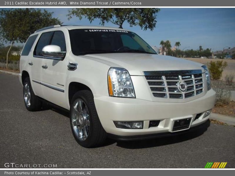 White Diamond Tricoat / Cashmere/Cocoa 2011 Cadillac Escalade Hybrid AWD
