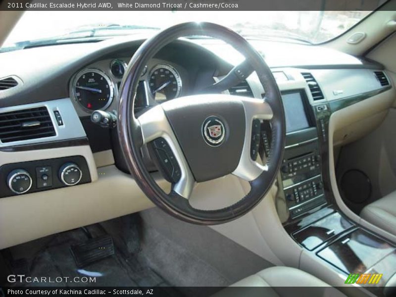 White Diamond Tricoat / Cashmere/Cocoa 2011 Cadillac Escalade Hybrid AWD