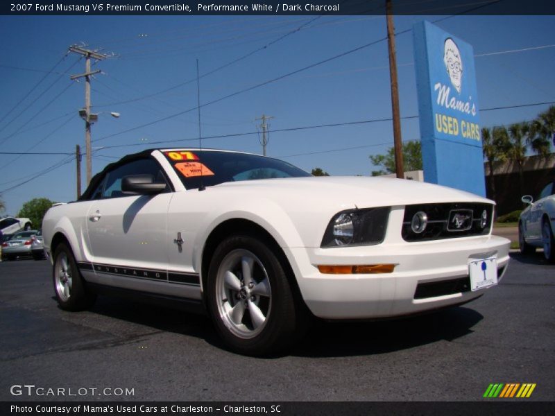 Performance White / Dark Charcoal 2007 Ford Mustang V6 Premium Convertible