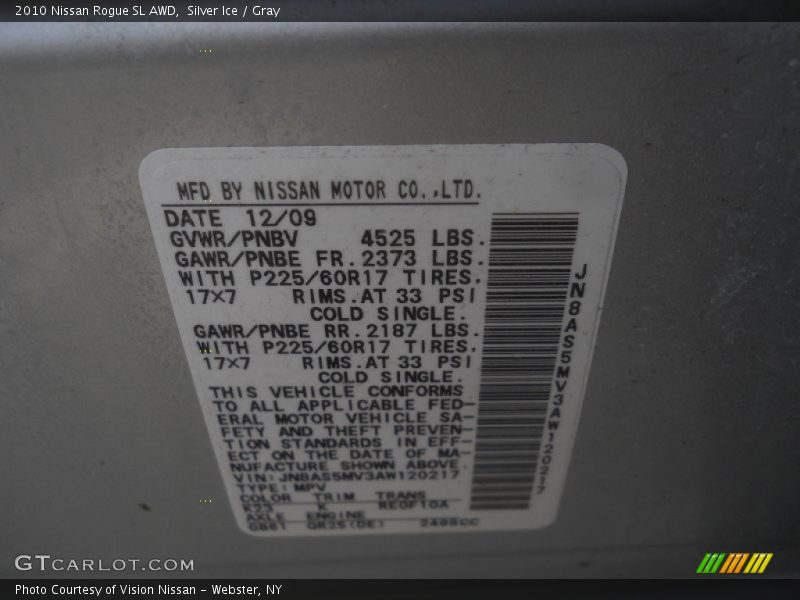 Silver Ice / Gray 2010 Nissan Rogue SL AWD