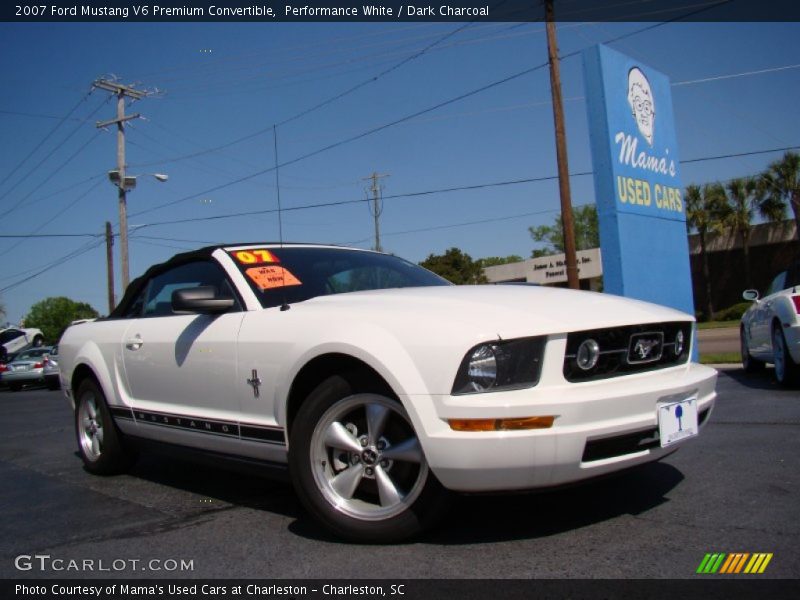 Performance White / Dark Charcoal 2007 Ford Mustang V6 Premium Convertible