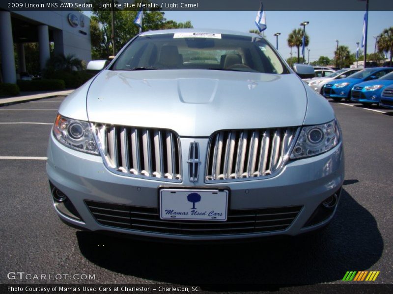 Light Ice Blue Metallic / Light Camel 2009 Lincoln MKS AWD Sedan