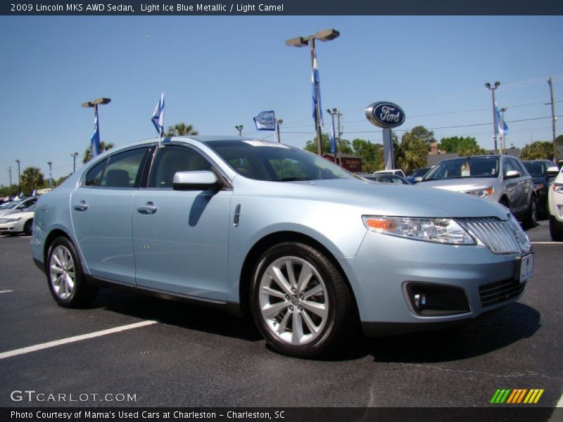 Light Ice Blue Metallic / Light Camel 2009 Lincoln MKS AWD Sedan