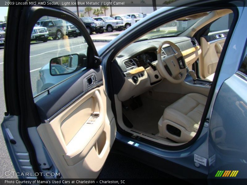 Light Ice Blue Metallic / Light Camel 2009 Lincoln MKS AWD Sedan