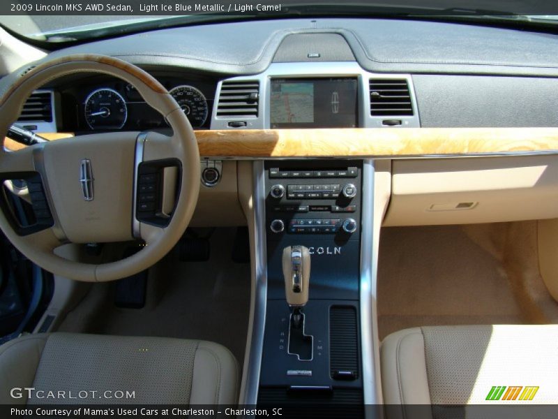 Light Ice Blue Metallic / Light Camel 2009 Lincoln MKS AWD Sedan