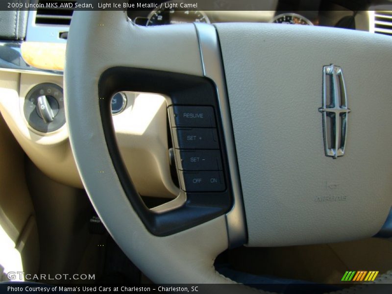 Light Ice Blue Metallic / Light Camel 2009 Lincoln MKS AWD Sedan