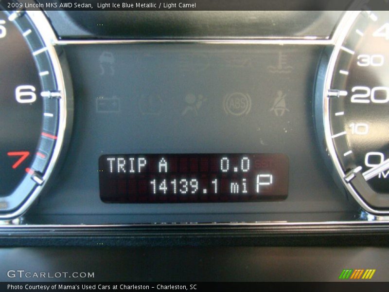 Light Ice Blue Metallic / Light Camel 2009 Lincoln MKS AWD Sedan