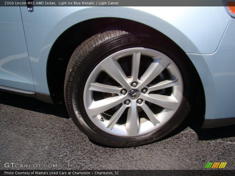 Light Ice Blue Metallic / Light Camel 2009 Lincoln MKS AWD Sedan