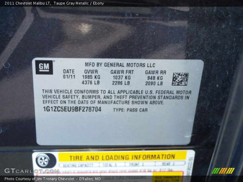 Taupe Gray Metallic / Ebony 2011 Chevrolet Malibu LT
