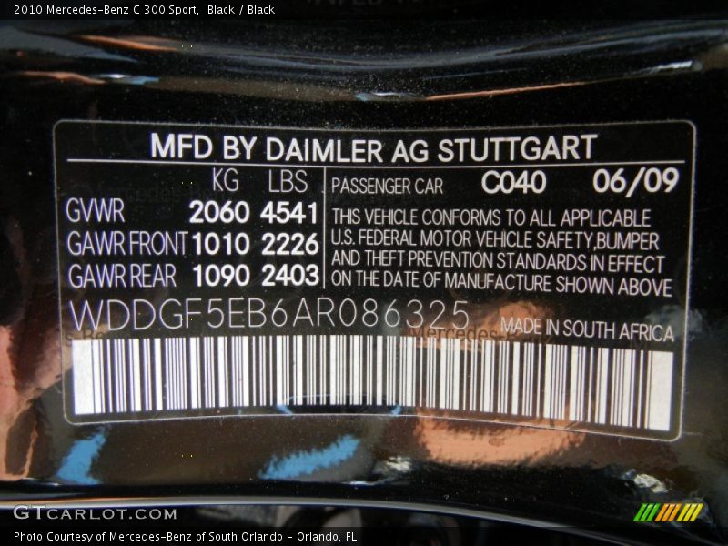 Black / Black 2010 Mercedes-Benz C 300 Sport