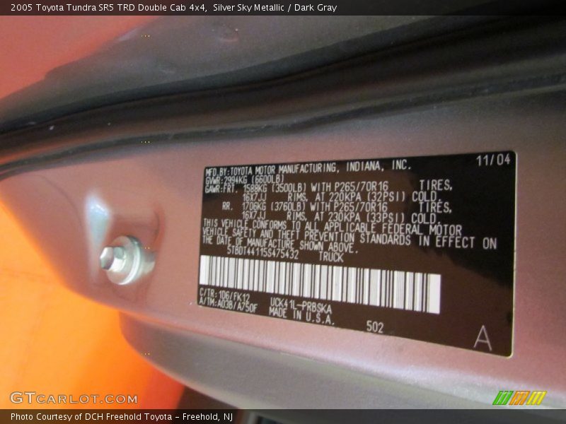 Silver Sky Metallic / Dark Gray 2005 Toyota Tundra SR5 TRD Double Cab 4x4
