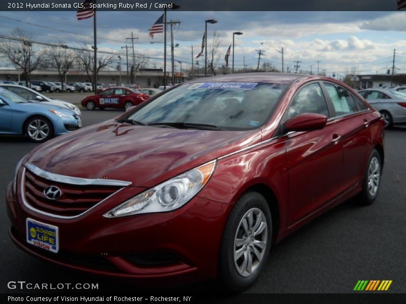 Sparkling Ruby Red / Camel 2012 Hyundai Sonata GLS