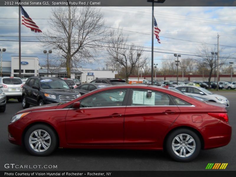 Sparkling Ruby Red / Camel 2012 Hyundai Sonata GLS