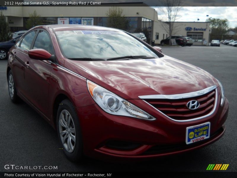 Sparkling Ruby Red / Camel 2012 Hyundai Sonata GLS