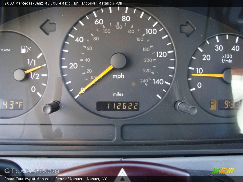 Brilliant Silver Metallic / Ash 2003 Mercedes-Benz ML 500 4Matic