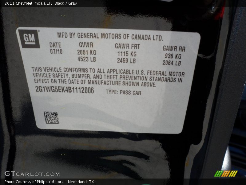 Black / Gray 2011 Chevrolet Impala LT